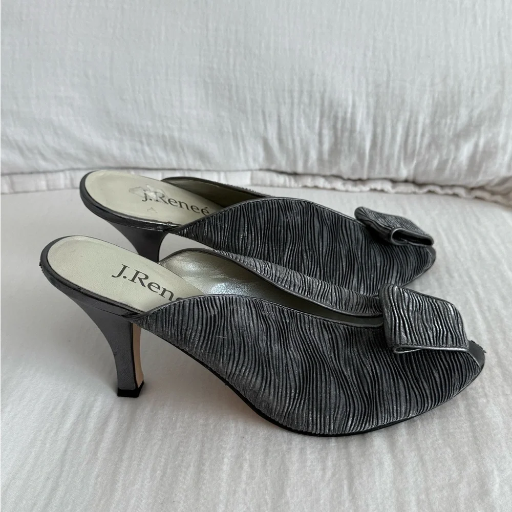 J. Renee Gray Elvira Peep-toe Fabric Mules - Picture 3 of 9